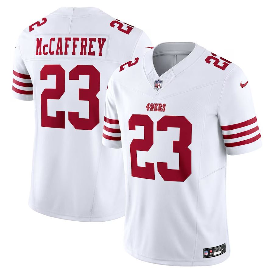 Men San Francisco 49ers #23 Christian McCaffrey Nike White Vapor F.U.S.E. Limited NFL Jersey->san francisco 49ers->NFL Jersey